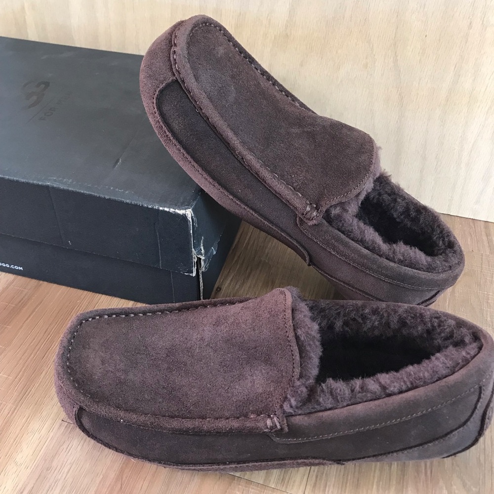 UGG mens slippers brown sheepskin shoes